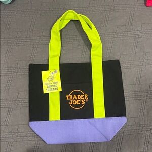 Trader Joe's Mini Black and Purple Canvas Tote Bag